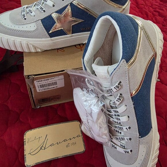 ⭐ Vintage Havana ALWAYS Denim & Silver Star Mid-Top Sneakers – Size 10 – NWT - Picture 2 of 5